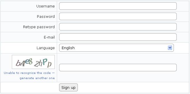 Registration form